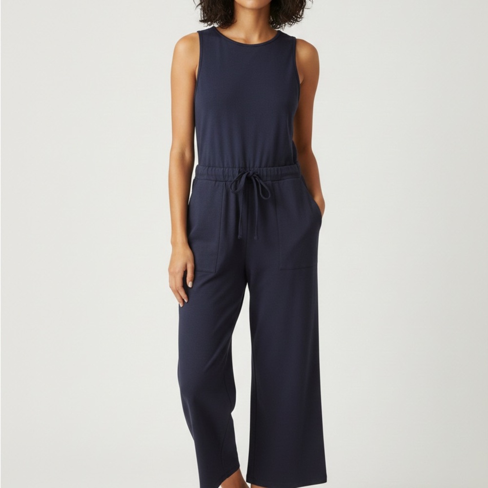 Women's Navy Sleeveless Jumpsuit
